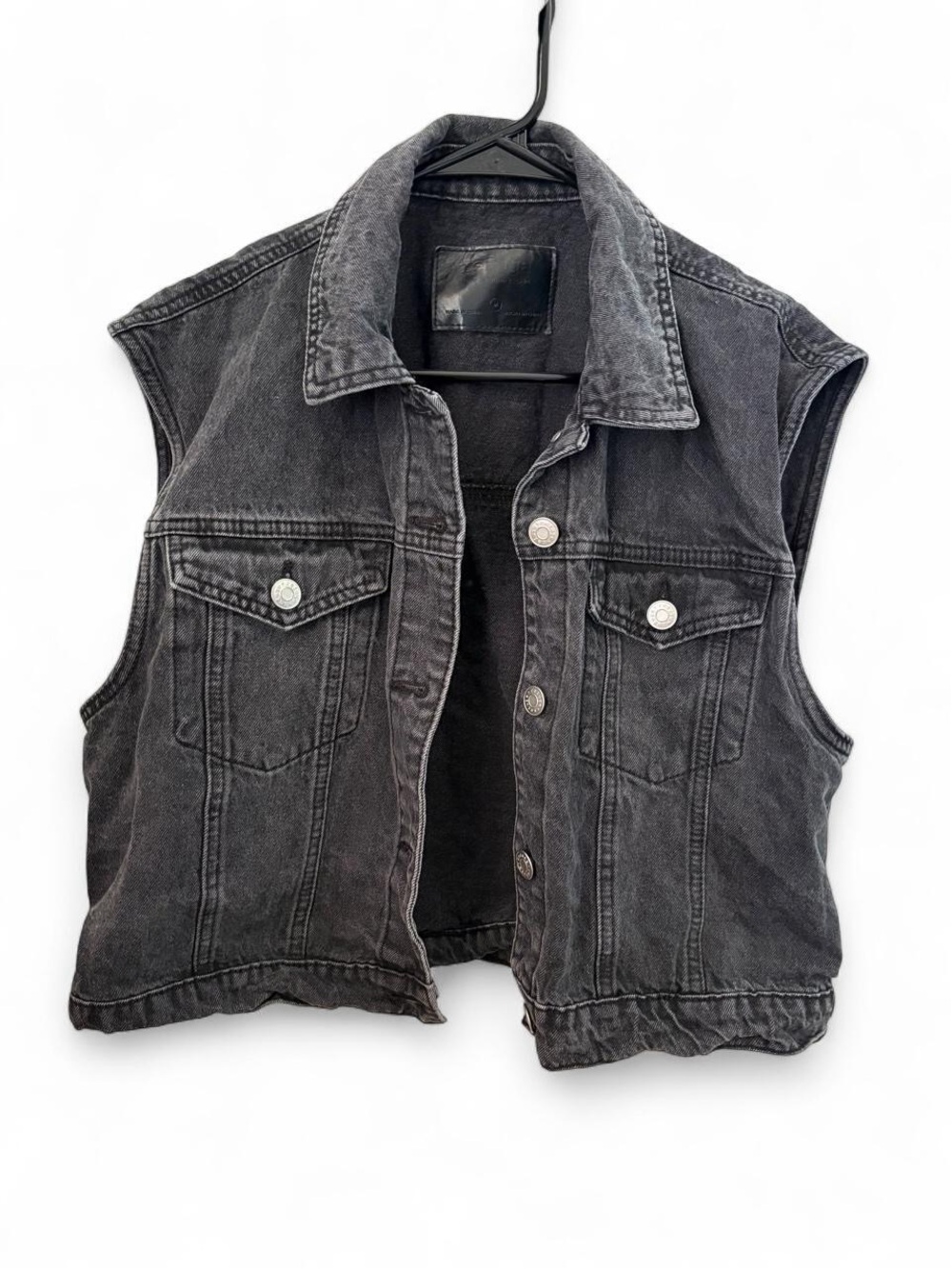 Refuge Cropped Black Denim Vest